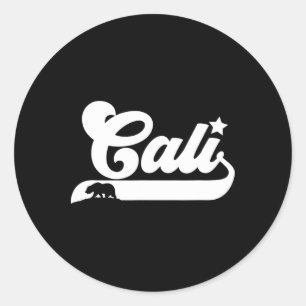 Sticker Rond Cali Vintage Californie Ours Usa Etat Beauté Desi