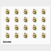 Sticker Rond Calico avec tournesols (Feuille)