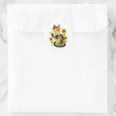 Sticker Rond Calico avec tournesols (Sac)