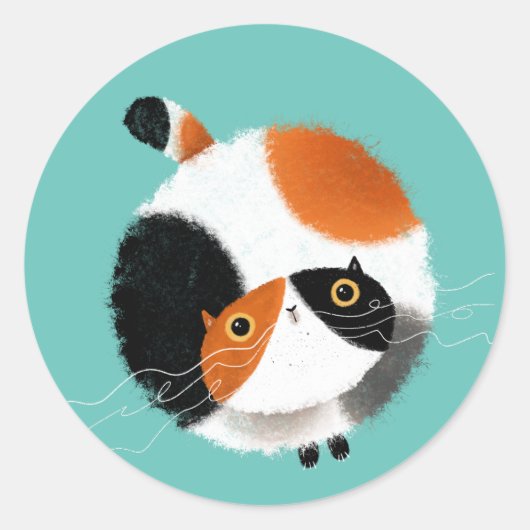Sticker Rond Calico Cat (Devant)