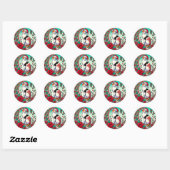 Sticker Rond Calico Cat Christmas (Feuille)