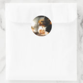 Sticker Rond Calico Cat Sunning (Sac)