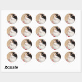 Sticker Rond Calico chat mange gâteau d'anniversaire (Feuille)