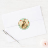 Sticker Rond Calico Kitten dans le coeur (Enveloppe)
