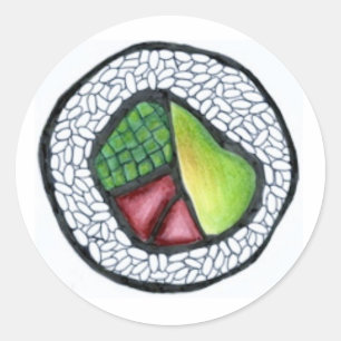 Sticker Rond California Maki Roll Sushi Cuisine Japonaise