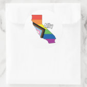 Sticker Rond California Pride - Ally Progress Flag (Sac)