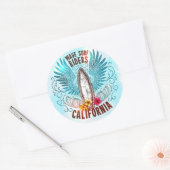 Sticker Rond California Wave Surf Riders (Enveloppe)