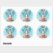 Sticker Rond California Wave Surf Riders (Feuille)