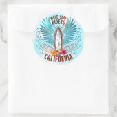 Sticker Rond California Wave Surf Riders (Sac)
