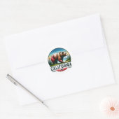 Sticker Rond Californie, Grizzly Bear, (Enveloppe)