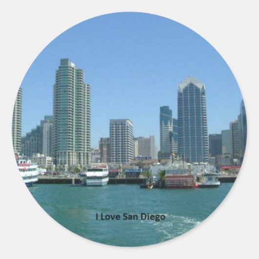 Sticker Rond Californie : J'aime San Diego (Devant)