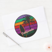 Sticker Rond Californie Surf (Enveloppe)