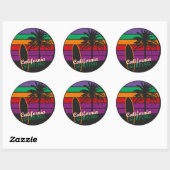 Sticker Rond Californie Surf (Feuille)