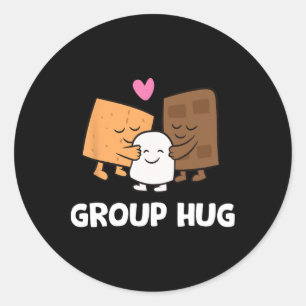 Sticker Rond Câlins de groupe drôles de camping Smores Mignons