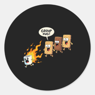 Sticker Rond Câlins de groupe drôles de camping Smores Mignons