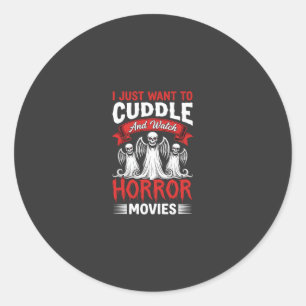 Sticker Rond Câlins et films d'horreur Squelette Halloween