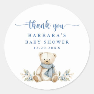 Sticker Rond Câlins Ourson Hiver Baby Shower Remerciements