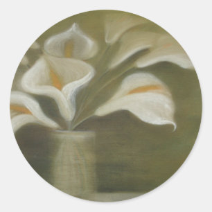 Sticker Rond Calla Coupe Les Fleurs Dans Un Vase Artistique Enc