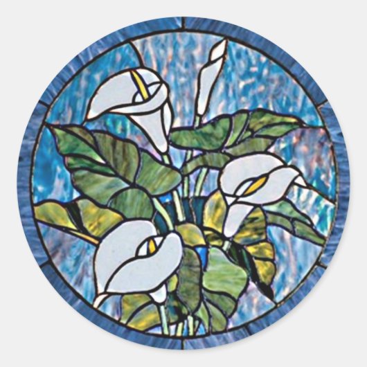 Sticker Rond Calla Lilies Stain Glass Look (Devant)