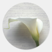 Sticker Rond Calla lily sur l'ancienne main script (Devant)