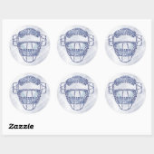 Sticker Rond Calligramme du masque de baseball Softball (Feuille)