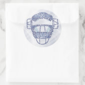 Sticker Rond Calligramme du masque de baseball Softball (Sac)