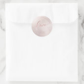 Sticker Rond Calligraphie Aimer Blush Rose Faux Rose Gold Foil (Sac)