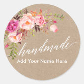 Sticker Rond Calligraphie artisanale Petit Arrondi rose Floral  (Devant)
