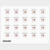 Sticker Rond Calligraphie Bourgogne Floral Mariage Merci (Feuille)