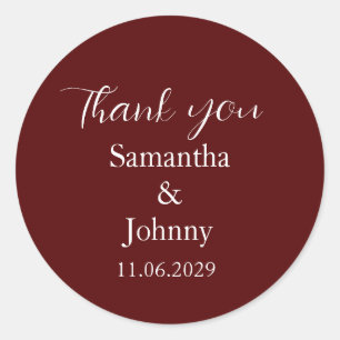 Sticker Rond Calligraphie Bourguignonne Élégant Mariage Couple