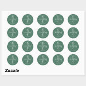 Sticker Rond Calligraphie Chic Moderne Le Mariage De Vert (Feuille)
