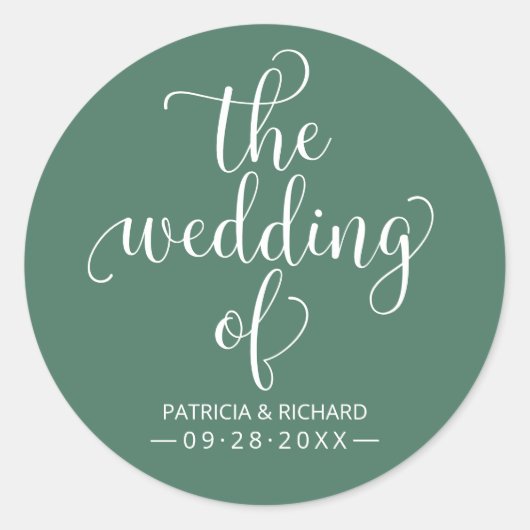 Sticker Rond Calligraphie Chic Moderne Le Mariage De Vert (Devant)