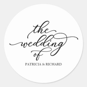 Sticker Rond Calligraphie Chic Moderne Le Mariage Du Rou Classi
