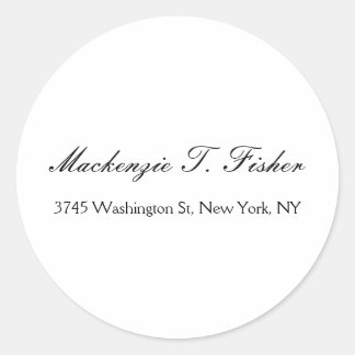 Sticker Rond Calligraphie classique Élégante Plaque blanche sim