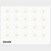 Sticker Rond Calligraphie couleur or monogramme moderne minimal (Feuille)
