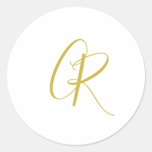 Sticker Rond Calligraphie couleur or monogramme moderne minimal (Devant)