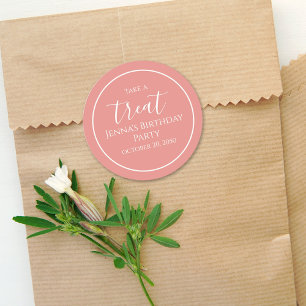 Sticker Rond Calligraphie d'aquarelle rose simple Script