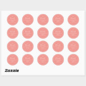 Sticker Rond Calligraphie d'aquarelle rose simple Script (Feuille)