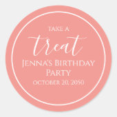 Sticker Rond Calligraphie d'aquarelle rose simple Script (Devant)