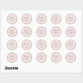 Sticker Rond Calligraphie d'aquarelle rose simple Script (Feuille)