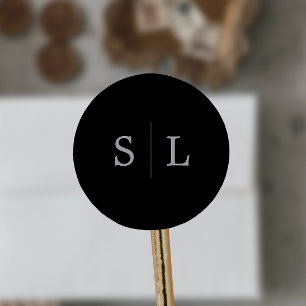 Sticker Rond Calligraphie d'argent romantique   Phoques d'envel