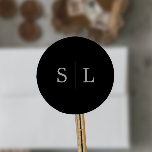 Sticker Rond Calligraphie d'argent romantique | Phoques d'envel