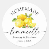 Sticker Rond Calligraphie de Limoncello maison Aquarelle Citron (Devant)