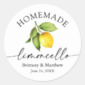 Sticker Rond Calligraphie de Limoncello maison Aquarelle Citron (Devant)