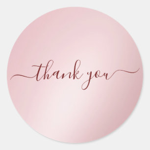 Sticker Rond Calligraphie de luxe en or rose de remerciement av