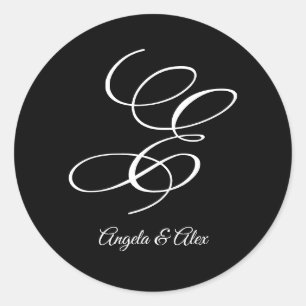 Sticker Rond Calligraphie de mariage Lettre E majuscule fantais