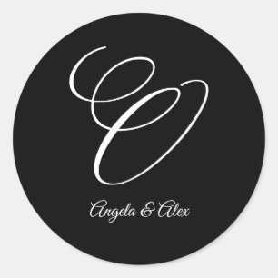 Sticker Rond Calligraphie de mariage Lettre O majuscule Monogra