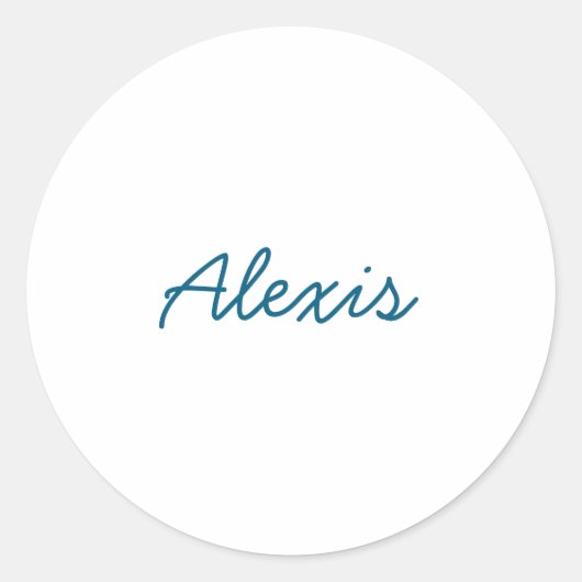Sticker Rond Calligraphie de nom Script Plain Simple Blanc Bleu (Devant)