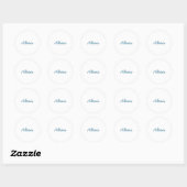 Sticker Rond Calligraphie de nom Script Plain Simple Blanc Bleu (Feuille)