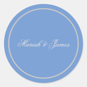 Sticker Rond Calligraphie de noms minimaliste élégante bleue